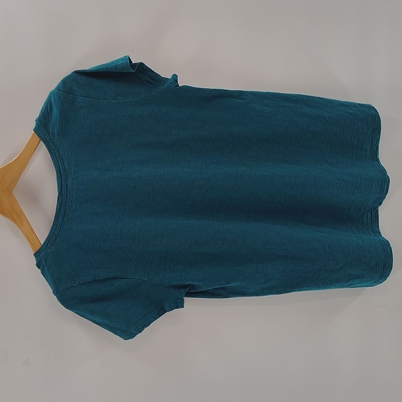 Soft Surroundings embroidered Tee size Medium Green Short Sleeve LOVE - Picture 5 of 6